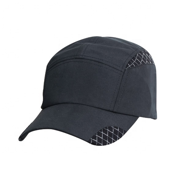 Customized Cheap Sports Caps Blank Polyester Black Sport Hat Wholesale Running Cap