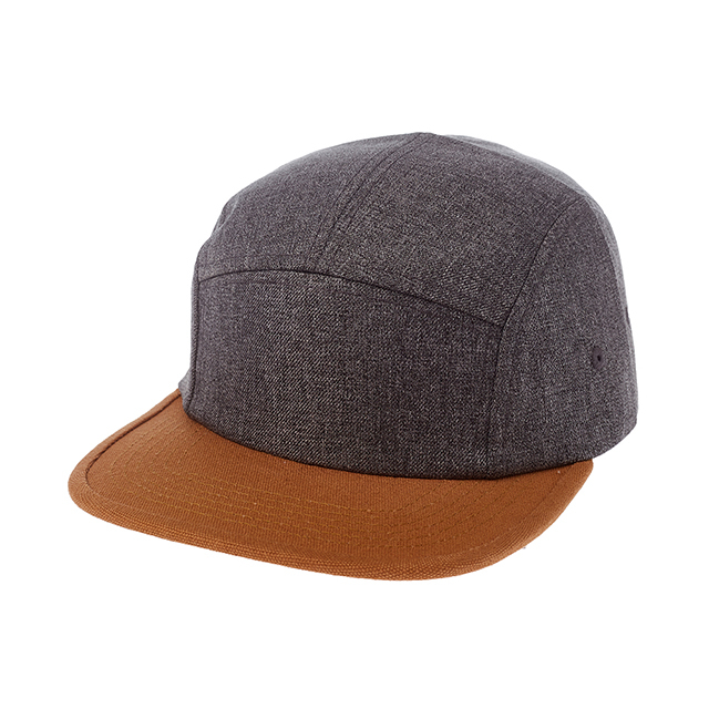 Cotton Twill Plain Five Panel Caps Square Flat Visor Camper Style Cap with Binding