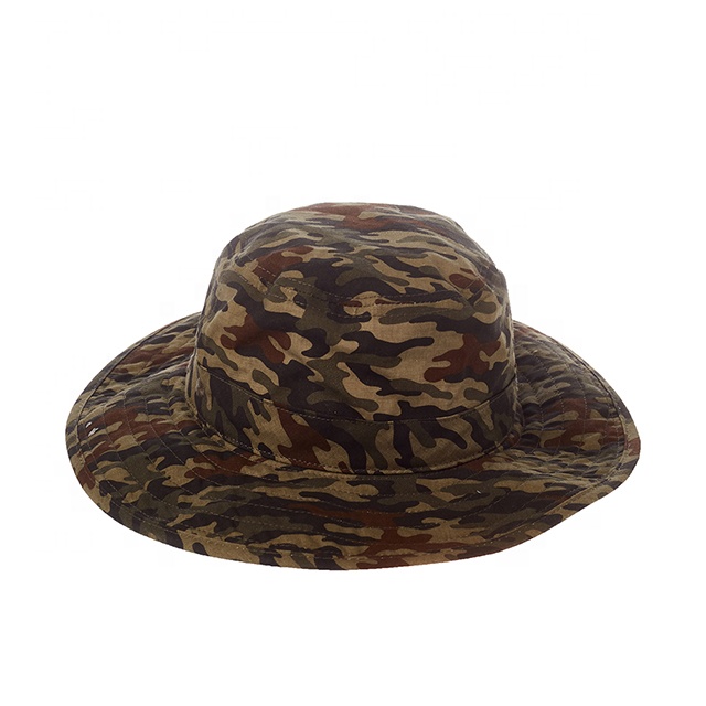 Wide Brim Outdoor Fishing Military Camouflage Bucket Hat