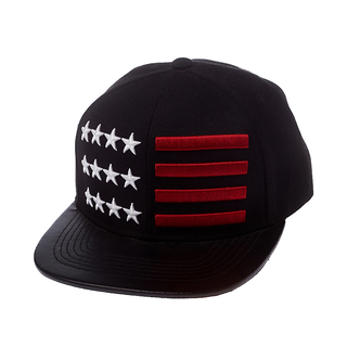 High Quality 5 Panel Plain Classic Black Vintage Custom Flat Peak Cap Hip Hop With Leather Patch